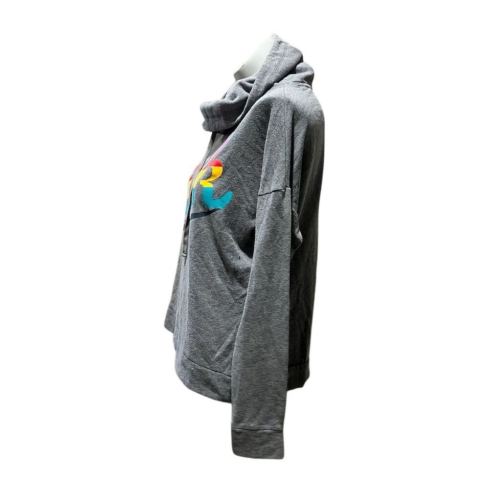 Victoria's Secret PINK Women's M Gray Cowl Neck Hoodie Rainbow Logo - Picture 4 of 10